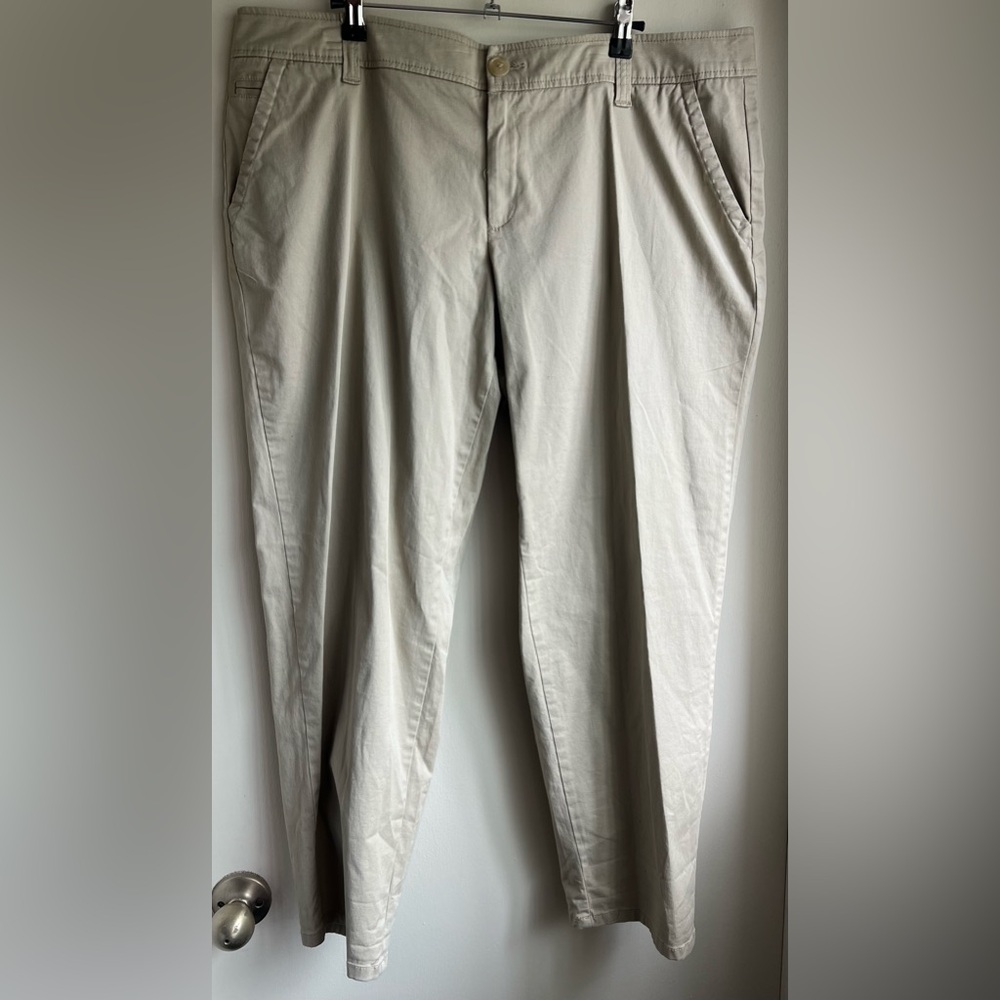 Liz Claiborne Light Khaki Straight-Leg Trousers